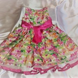 Jessica Ann Floral Dress Lined with Pink Satin Sas